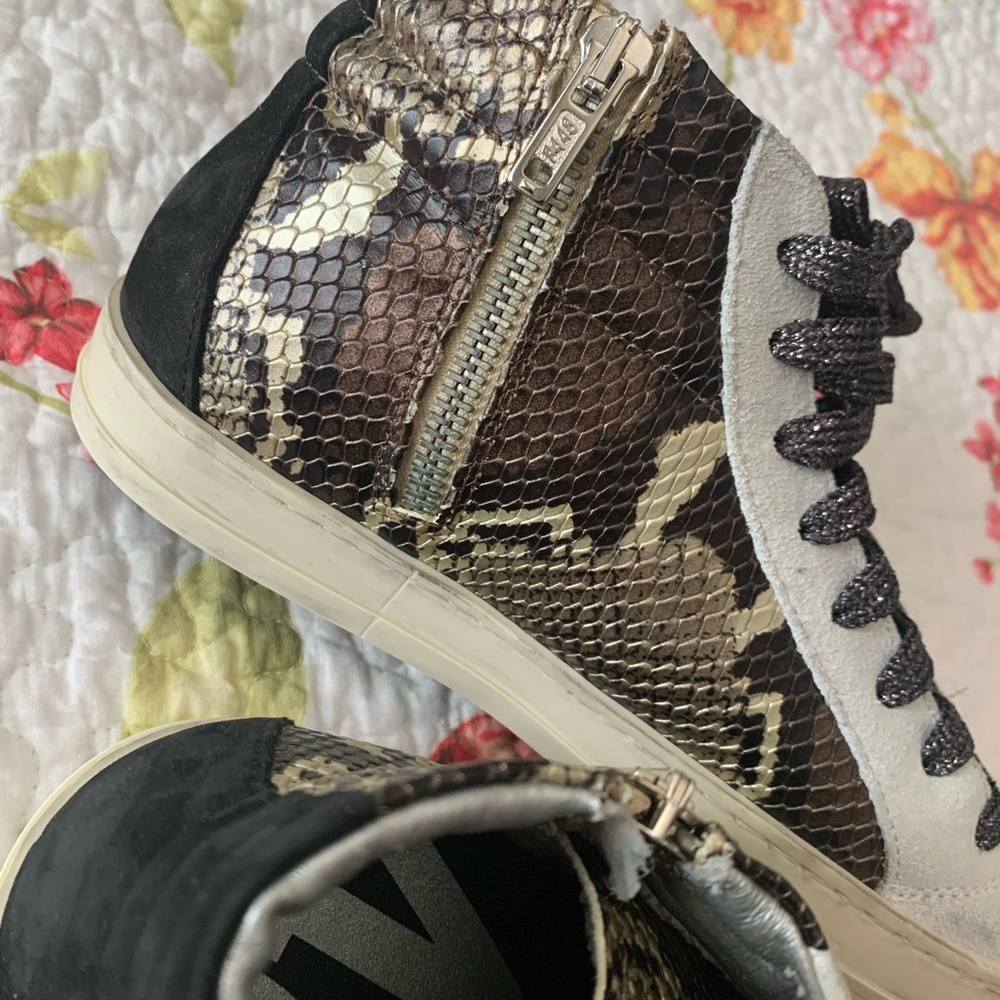 New P448 Star Gold Brown Shimmer Python High Top … - image 5
